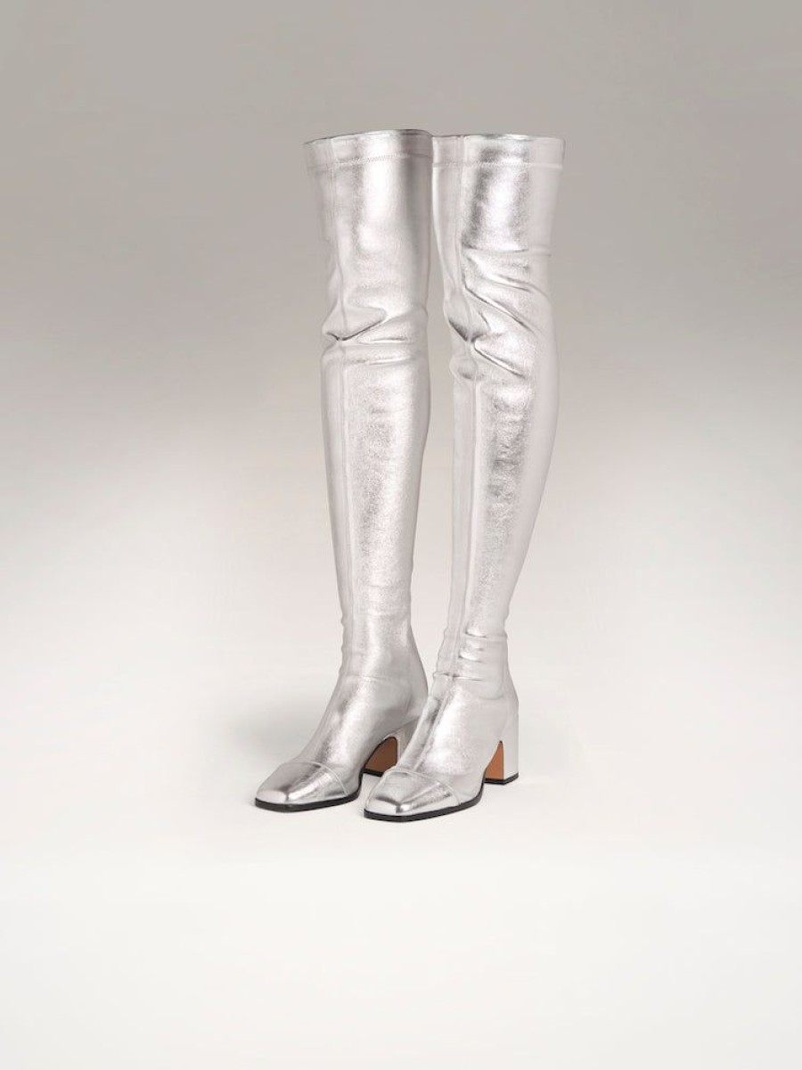 Novelties Nomasei | Whisper - Over The Knee Boots Silver