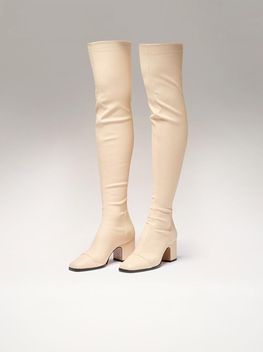 Stretchline Nomasei | Whisper - Over The Knee Boots Pompeii White