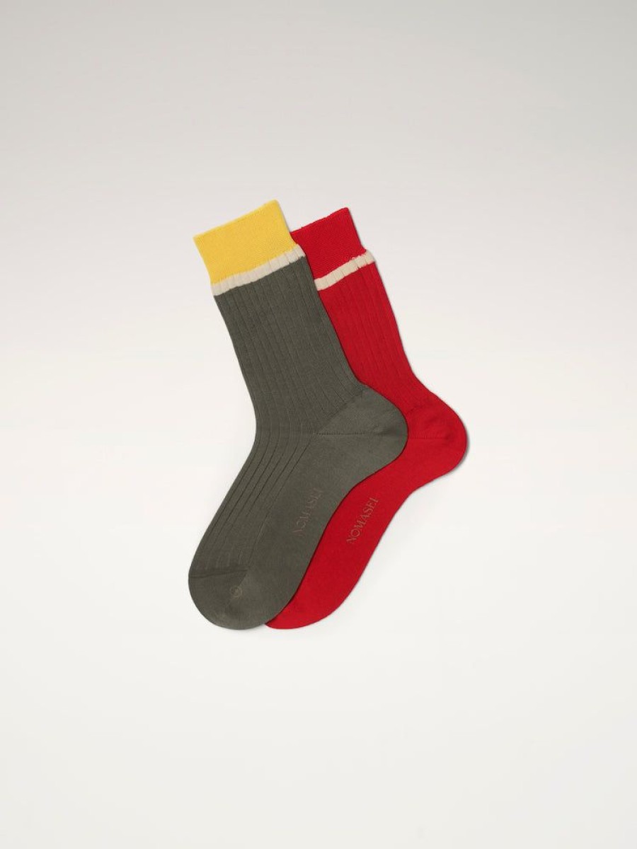 Socks Nomasei | Socks - Pack Of 2 - Khaki / Red