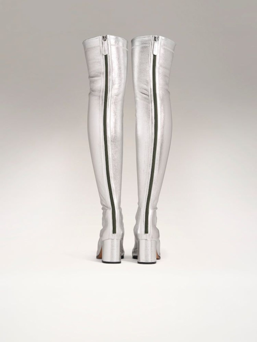 Stretchline Nomasei | Whisper - Over The Knee Boots Silver