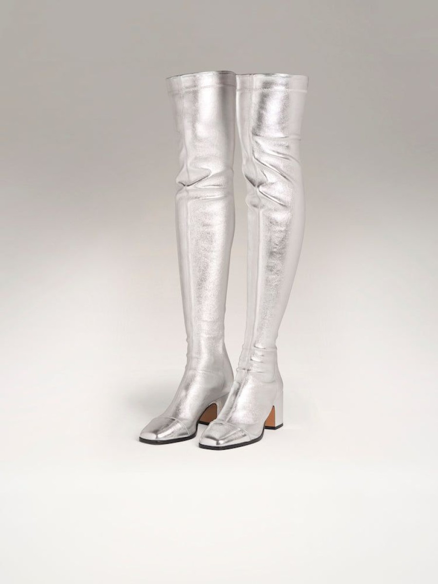 Shoes Nomasei Whisper Over The Knee Boots Silver Welligfcoat